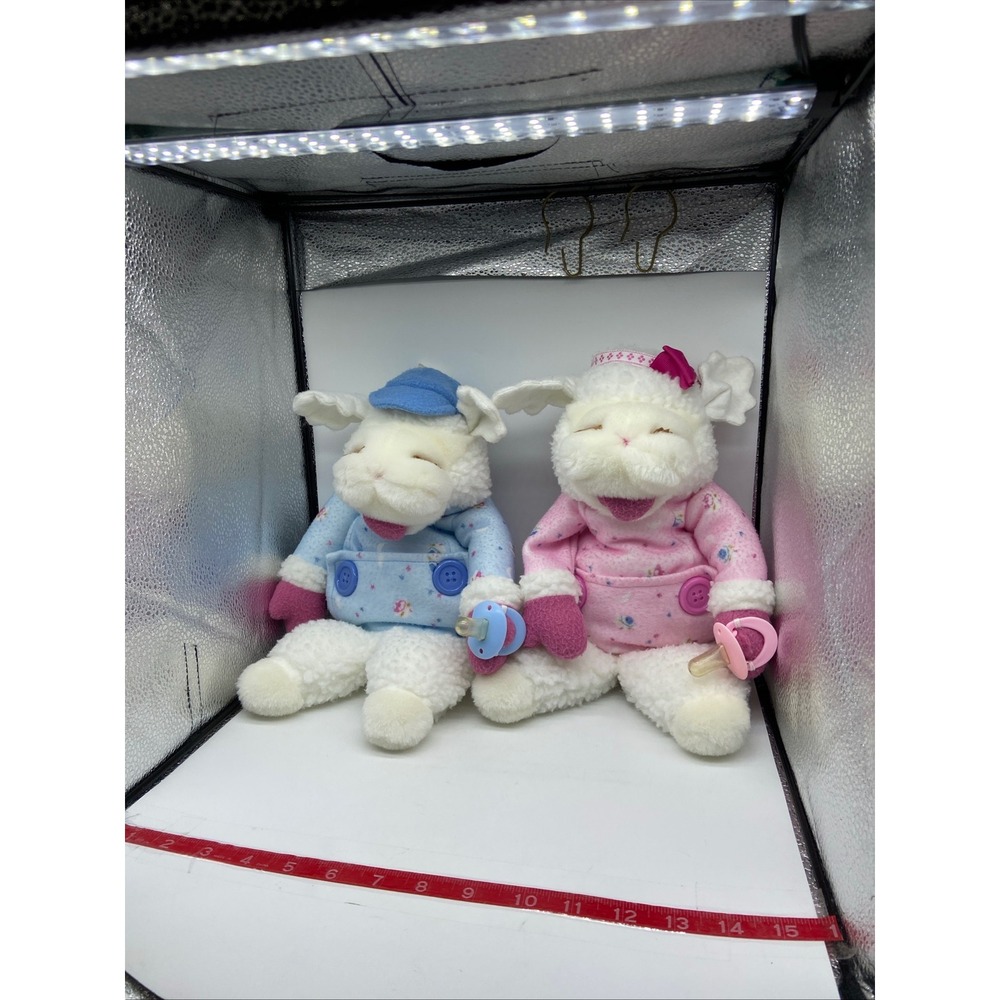 Commonwealth Shari Lewis Baby Lamb Chop Puppets Blue/Pink Pajamas Pacifiers 1990
